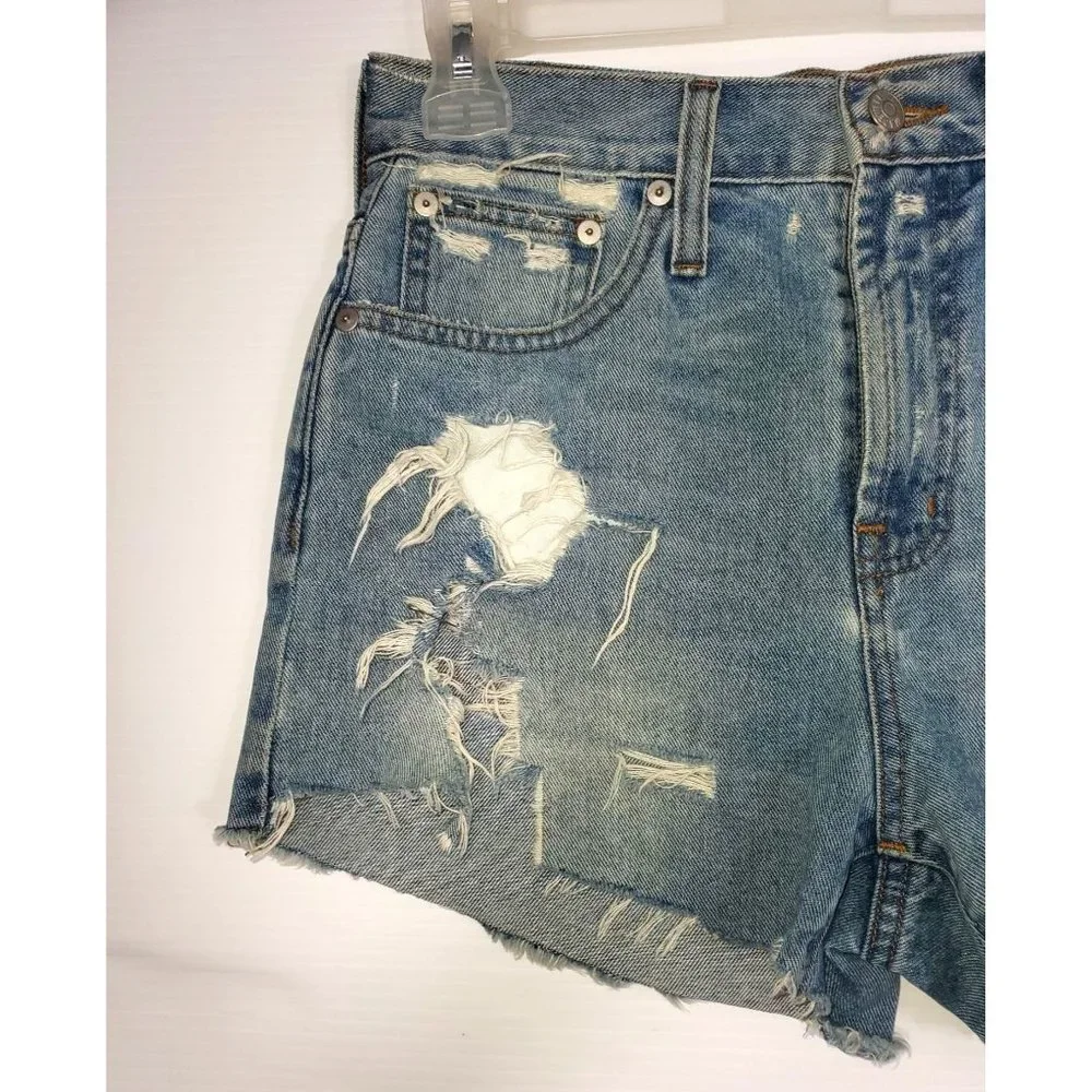 Madewell Women's The Perfect Jean High Rise Distressed Shorts Light Wash  Sz 2 - Picture 3 of 11
